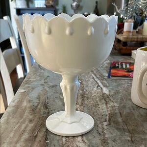 Vintage Indiana Milk Glass White Pedestal Bowl